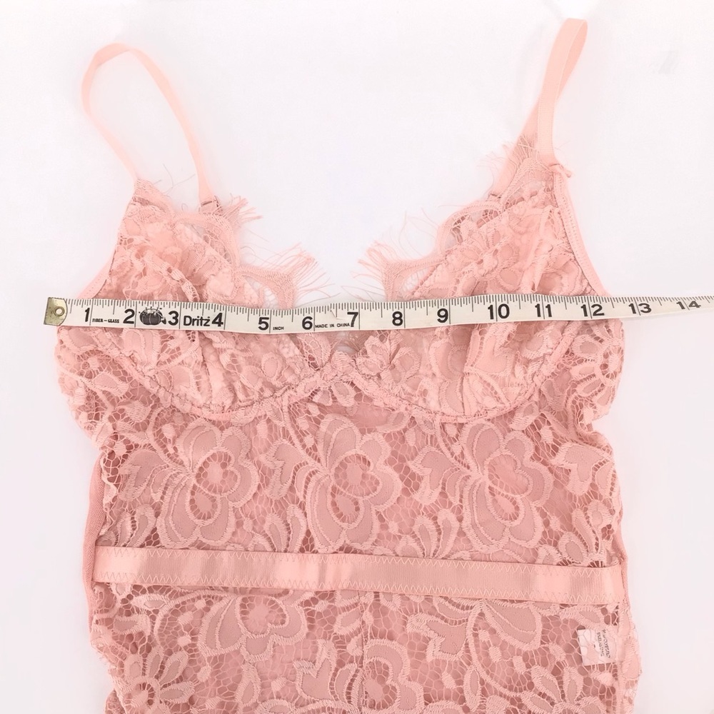 Pink Lace Adjustable Straps Thong Bodysuit Size Small - Picture 6 of 11